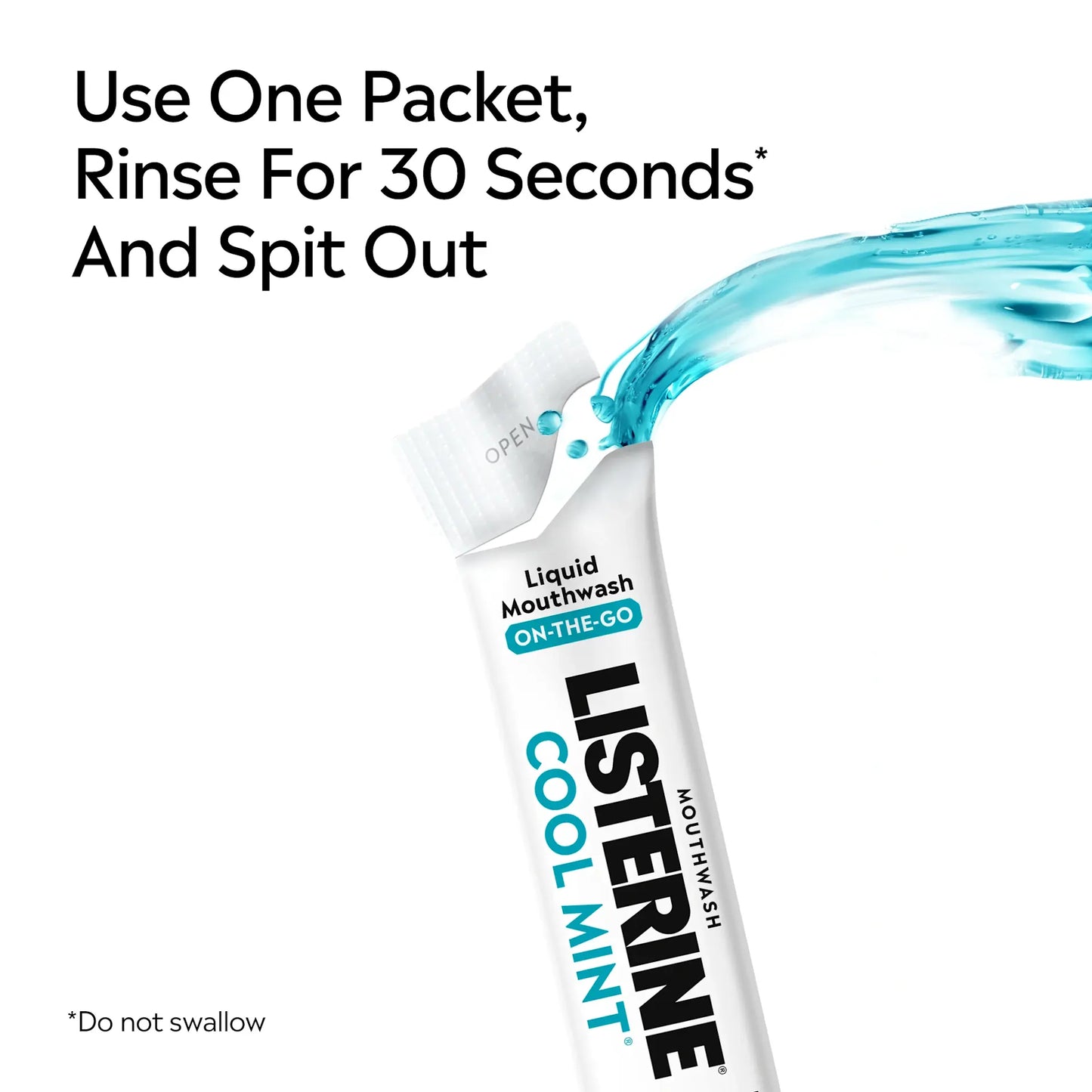 LISTERINE® On-The-Go COOL MINT® Alcohol Free Mouthwash Packets x15