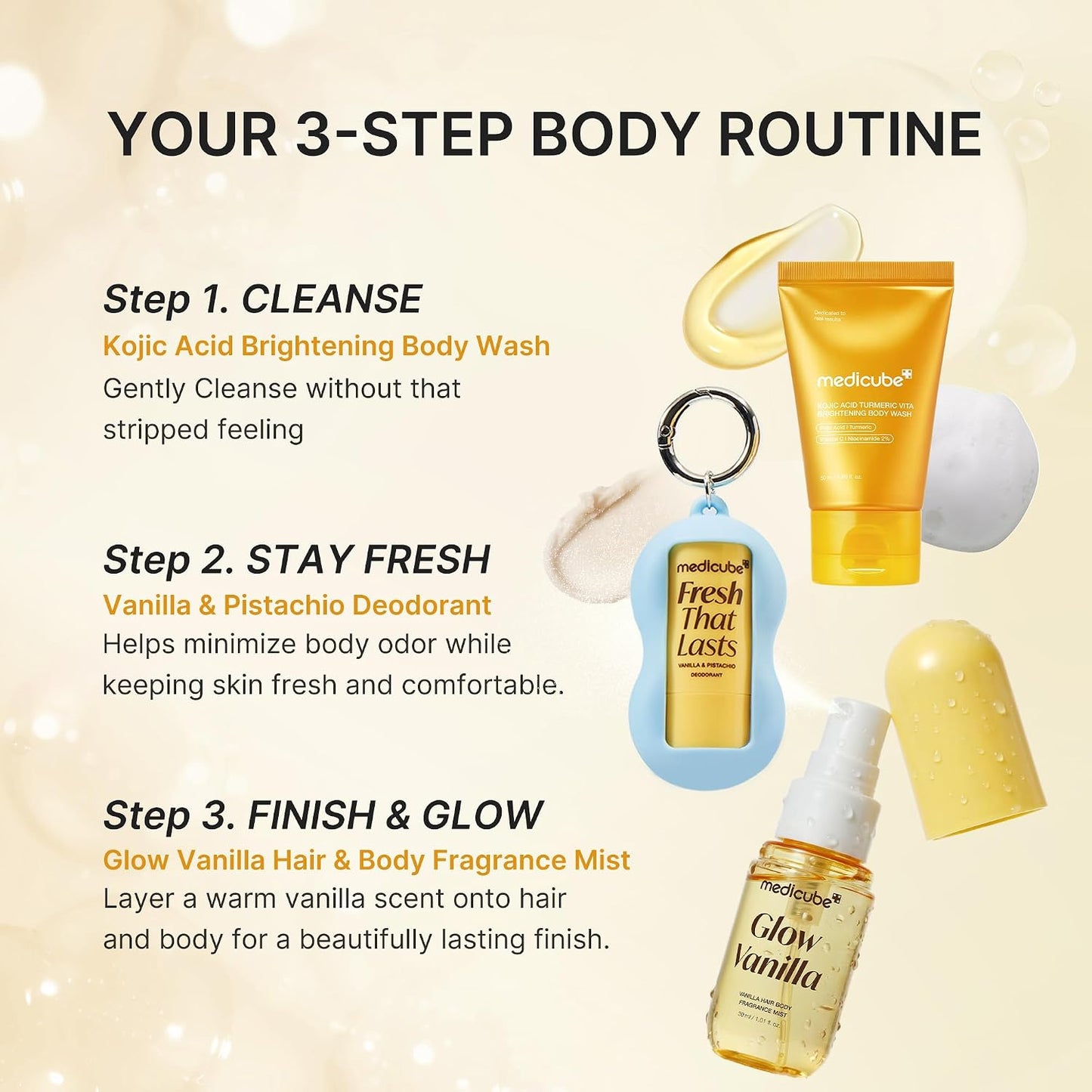 medicube Fresh Glow Body Kit | Travel-Ready Hair & Body Set