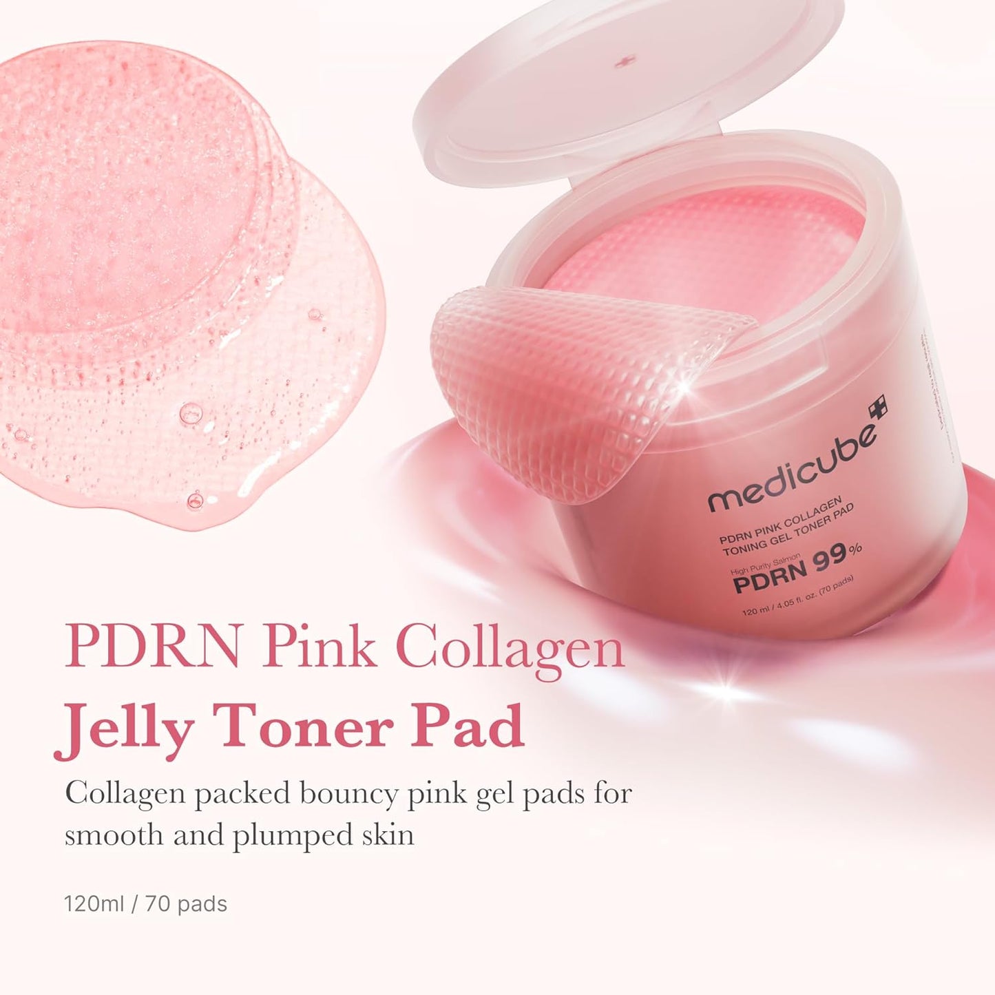 Medicube Toner Pads Salmon DNA PDRN Pink Collagen Jelly Pad | Korean Gel Toner Pad