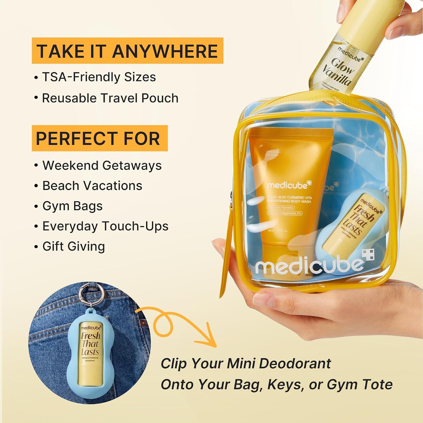 medicube Fresh Glow Body Kit | Travel-Ready Hair & Body Set