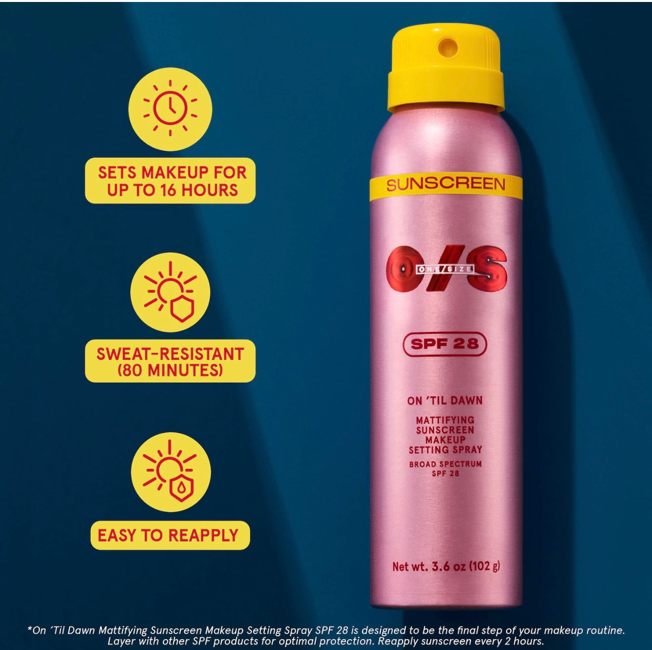 One Size On ‘Til Dawn Mattifying Sunscreen Setting Spray SPF 28