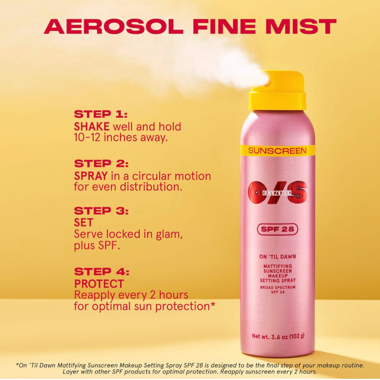 One Size On ‘Til Dawn Mattifying Sunscreen Setting Spray SPF 28