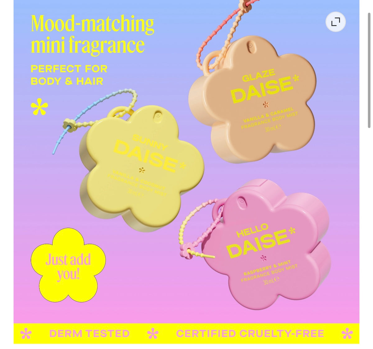 DAISE Mini Fragrance Body Mist Trio + Stickers