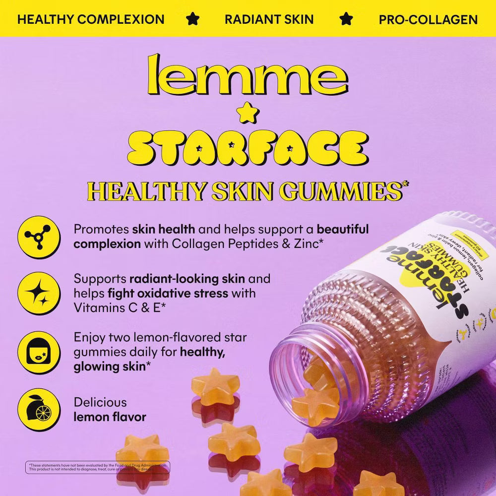Lemme x Starface Healthy Skin Gummies - Lemon Flavored - 60ct