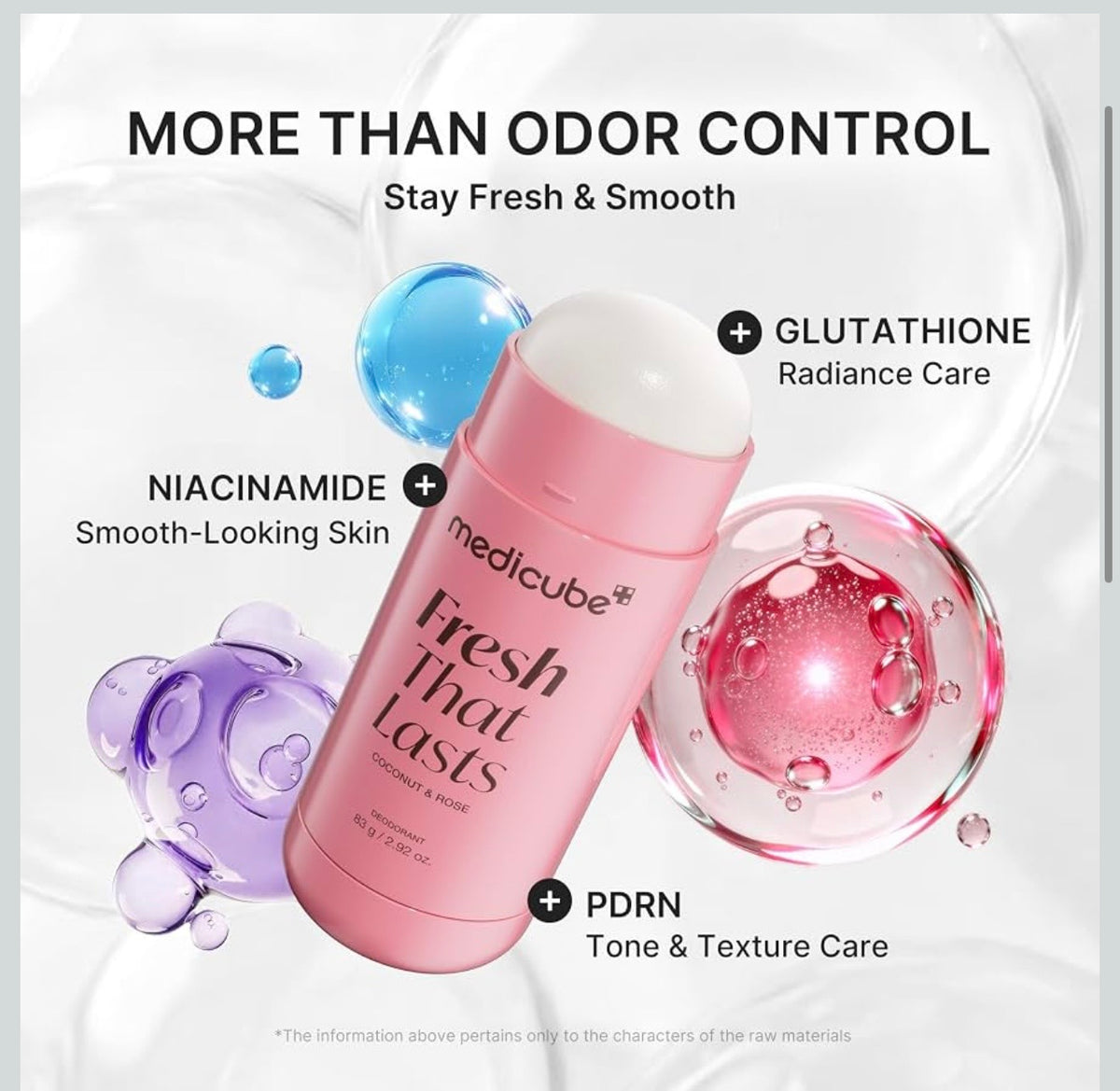 medicube Deodorant with PDRN, Rose Musk Scent, Fresh Odor Control, 2.92 oz