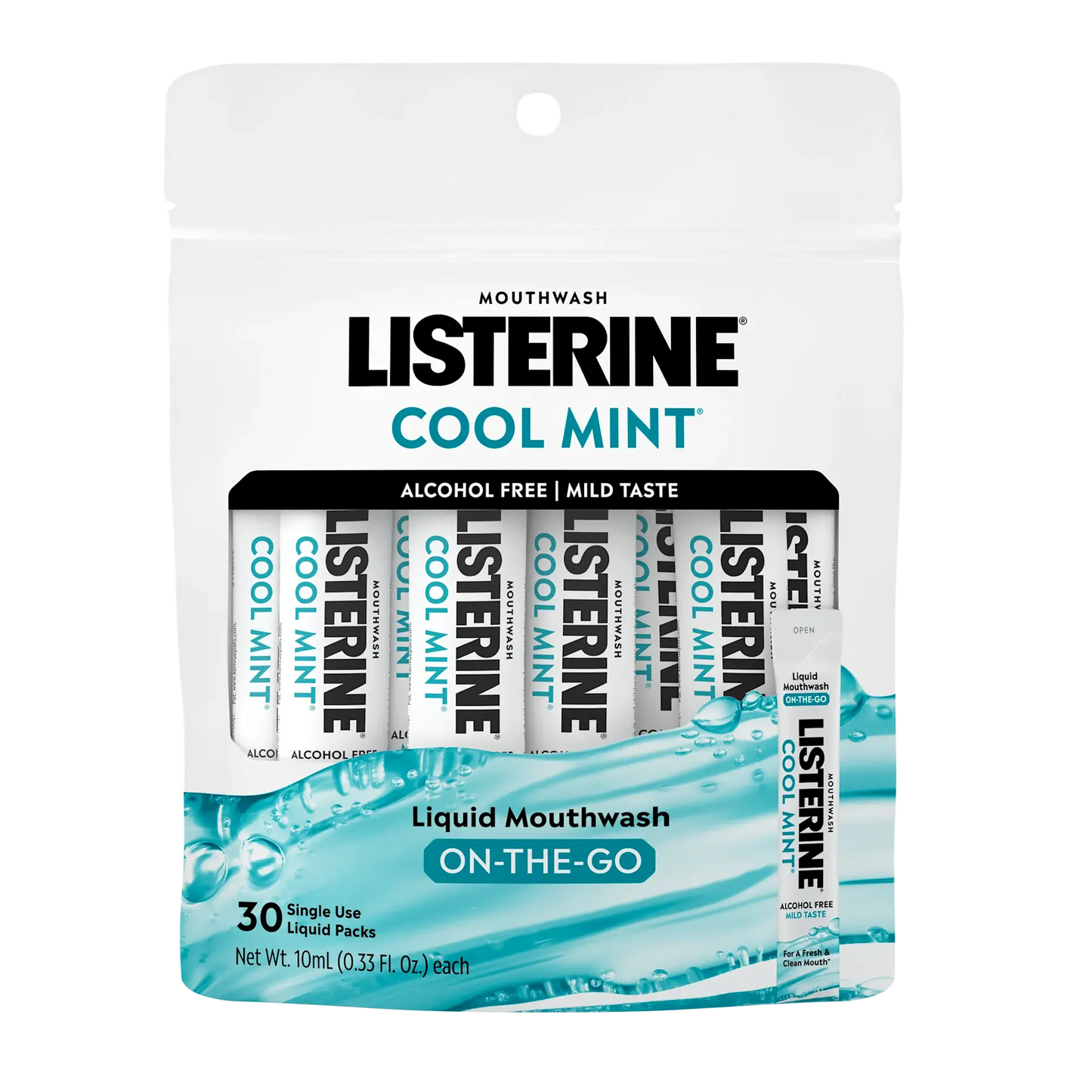 LISTERINE® On-The-Go COOL MINT® Alcohol Free Mouthwash Packets x15
