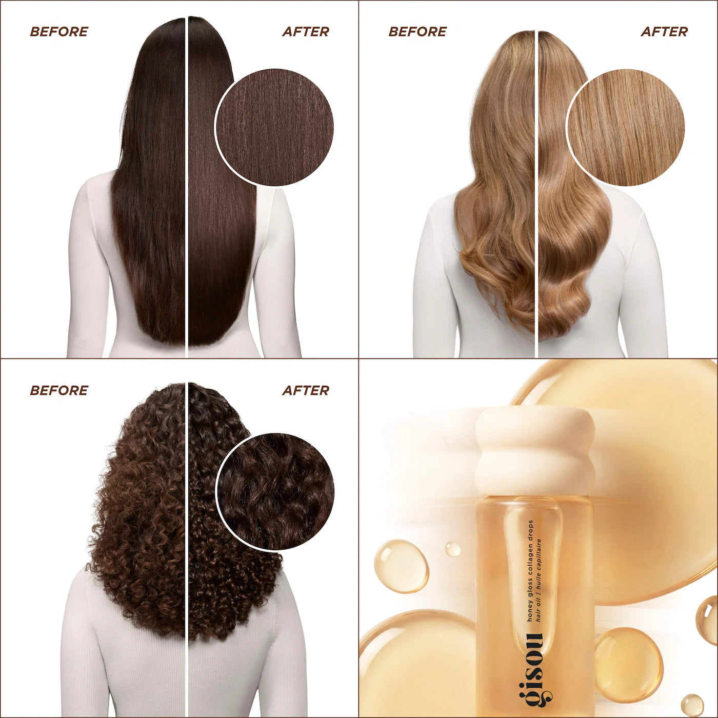 Gisou  Honey Gloss Collagen Drops Hair Oil for Fine to Medium Hair