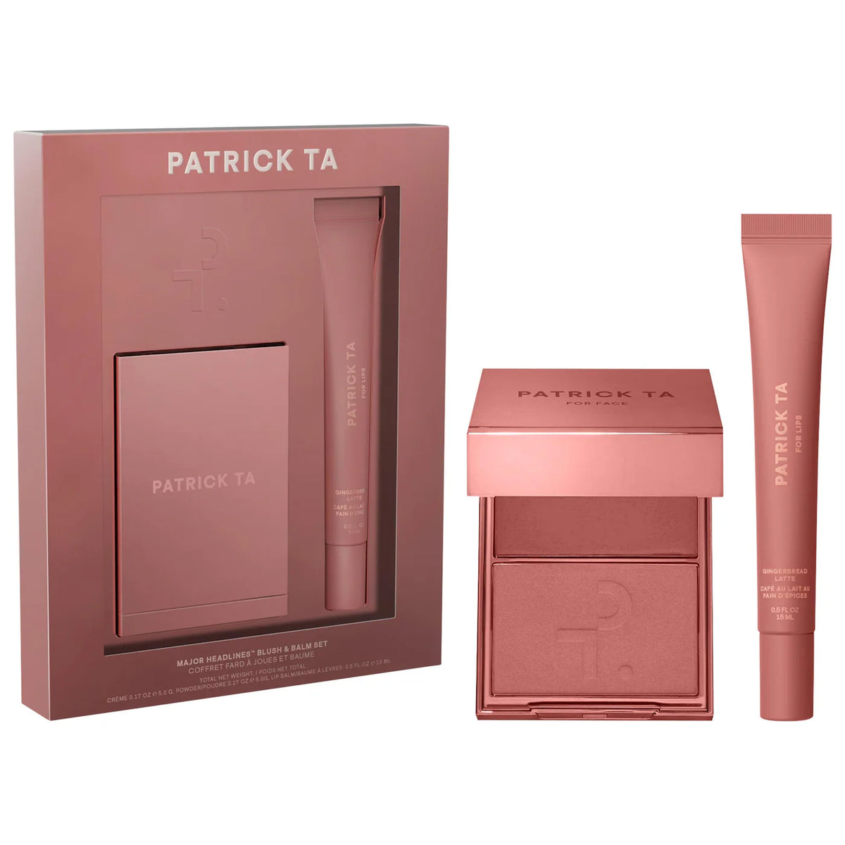 PATRICK TA  Major Headlines Double-Take Crème & Powder Blush Duo & Lip Balm Makeup Gift Set