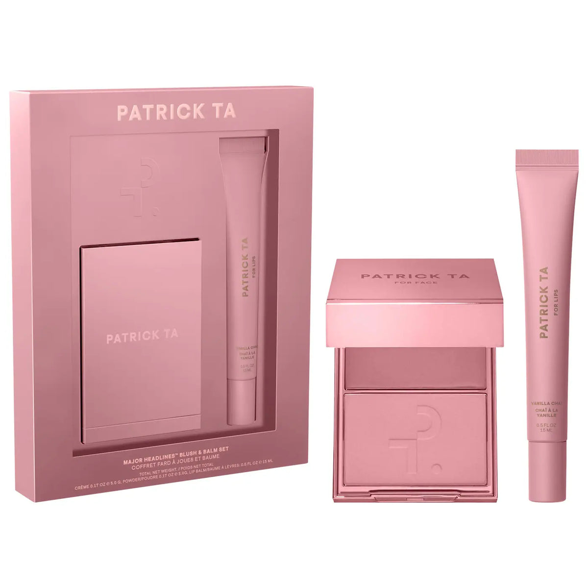 PATRICK TA  Major Headlines Double-Take Crème & Powder Blush Duo & Lip Balm Makeup Gift Set
